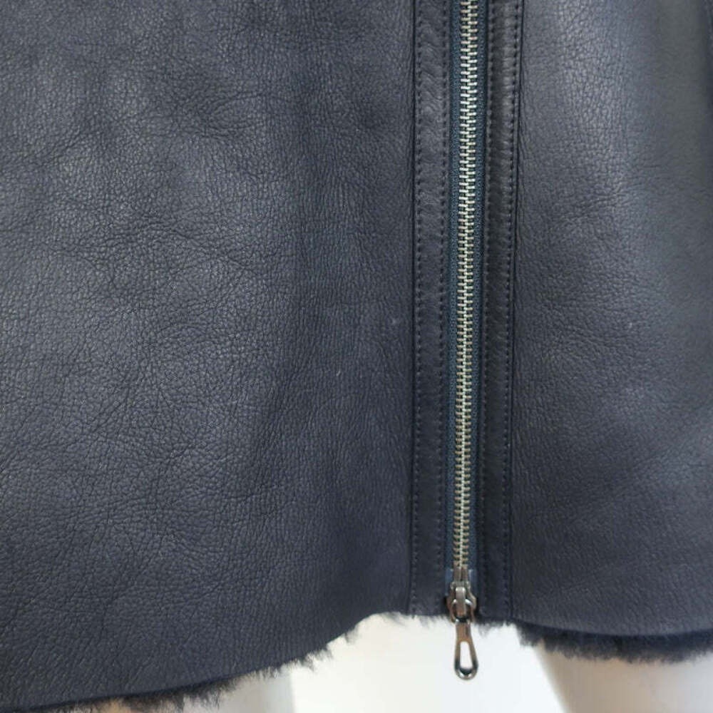 Saks Fifth Avenue Shearling Peplum Coat Black/Navy Size Medium - Picture 2 of 8